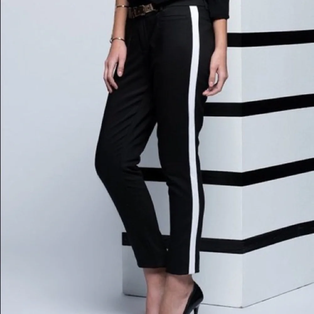 Anthro Black a pant with White stripe - Picture 1 of 8